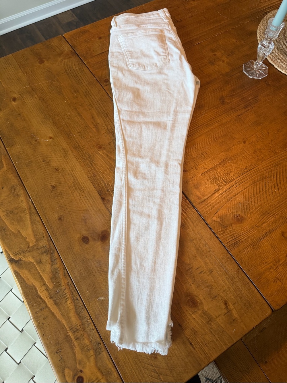 Madewell White Frayed Hem Skinny Jeans